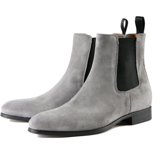 Grey suede Chelsea boots