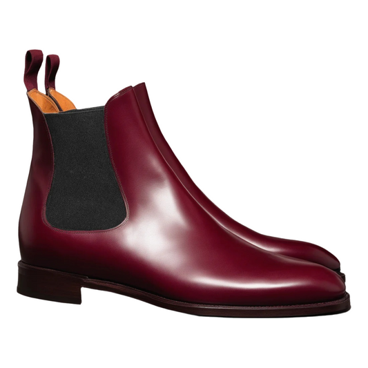Burgundy leather Fenland slip-on Chelsea boots for flat feet with built-in arch support