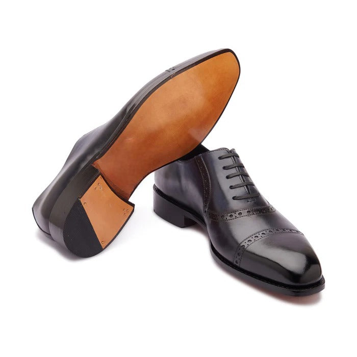 Elegant two-tone formal Balmoral Oxford shoes for men