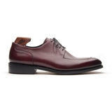 Premium Burgundy Leather Apron Toe Derby Shoes
