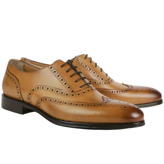 Tan Brogue Oxford Shoes for Men – Premium Wingtip
