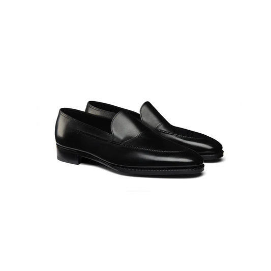 Lorenzo men’s black leather shoes – front view