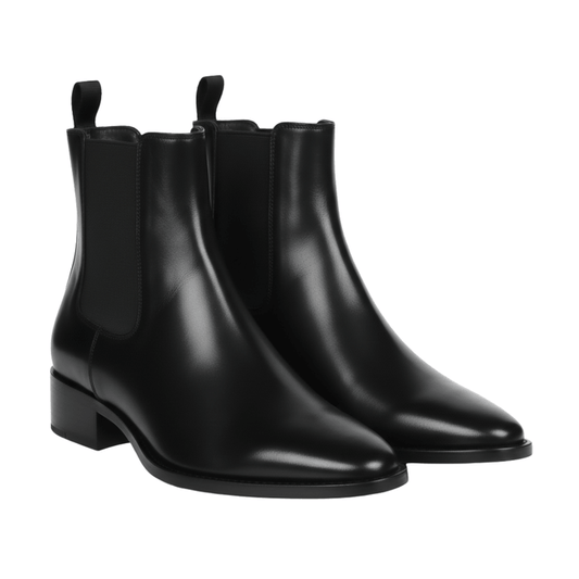 Manhattan Black Leather Chelsea Boots for Men