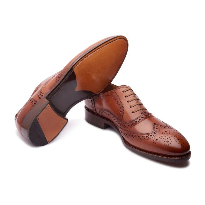 Elegant black formal full brogue Oxford shoes for men