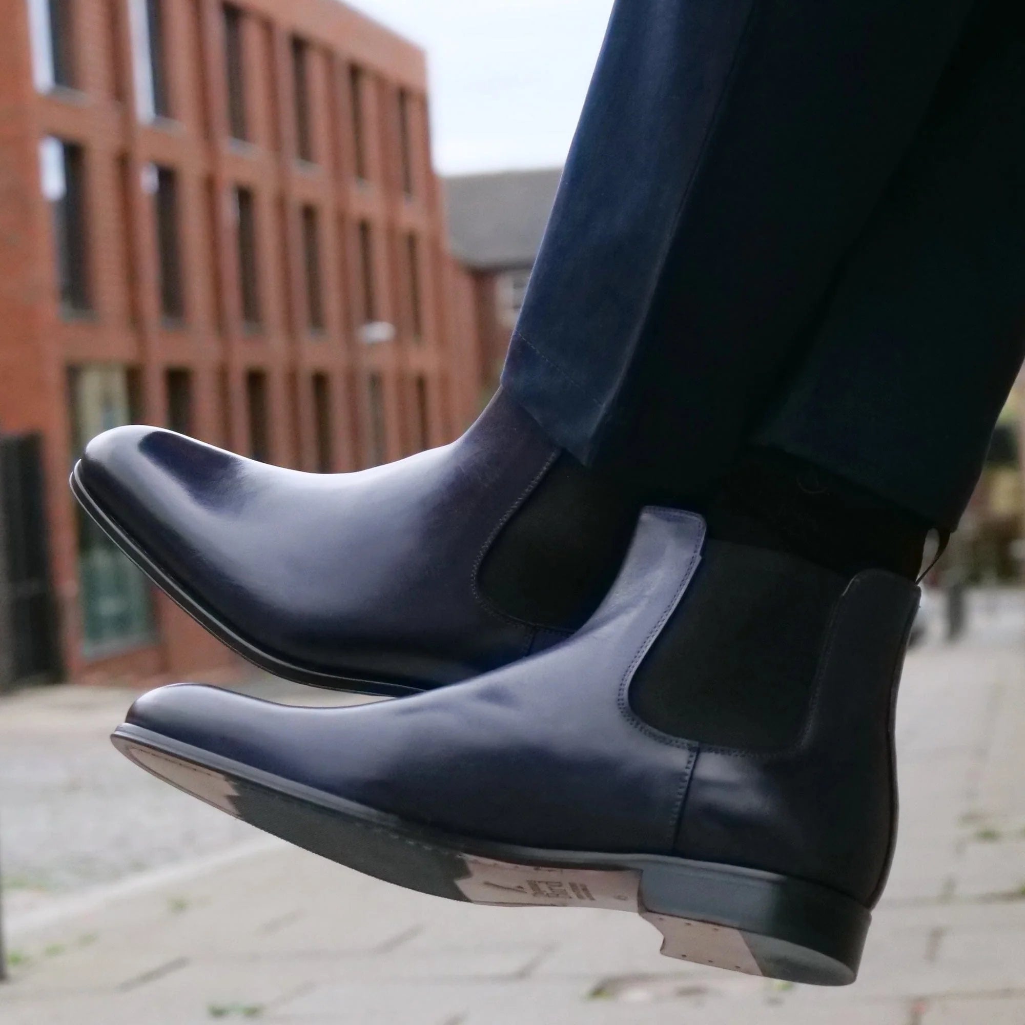 Luxury blue Chelsea boots for men – contemporary smart casual footwear