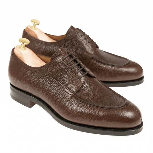 Norwegian Derby Shoes in Brown Karagrain Leather for Men