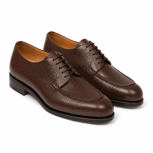 Norwegian Derby Shoes in Brown Karagrain Leather for Men