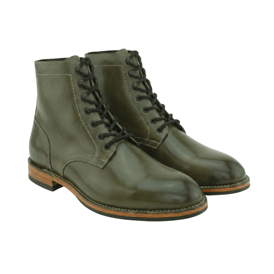 Olive Leather Ankle Boots for Men