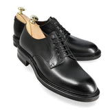 Black plain toe Derby shoes for men in premium Vegano leather by LexaItaliano
