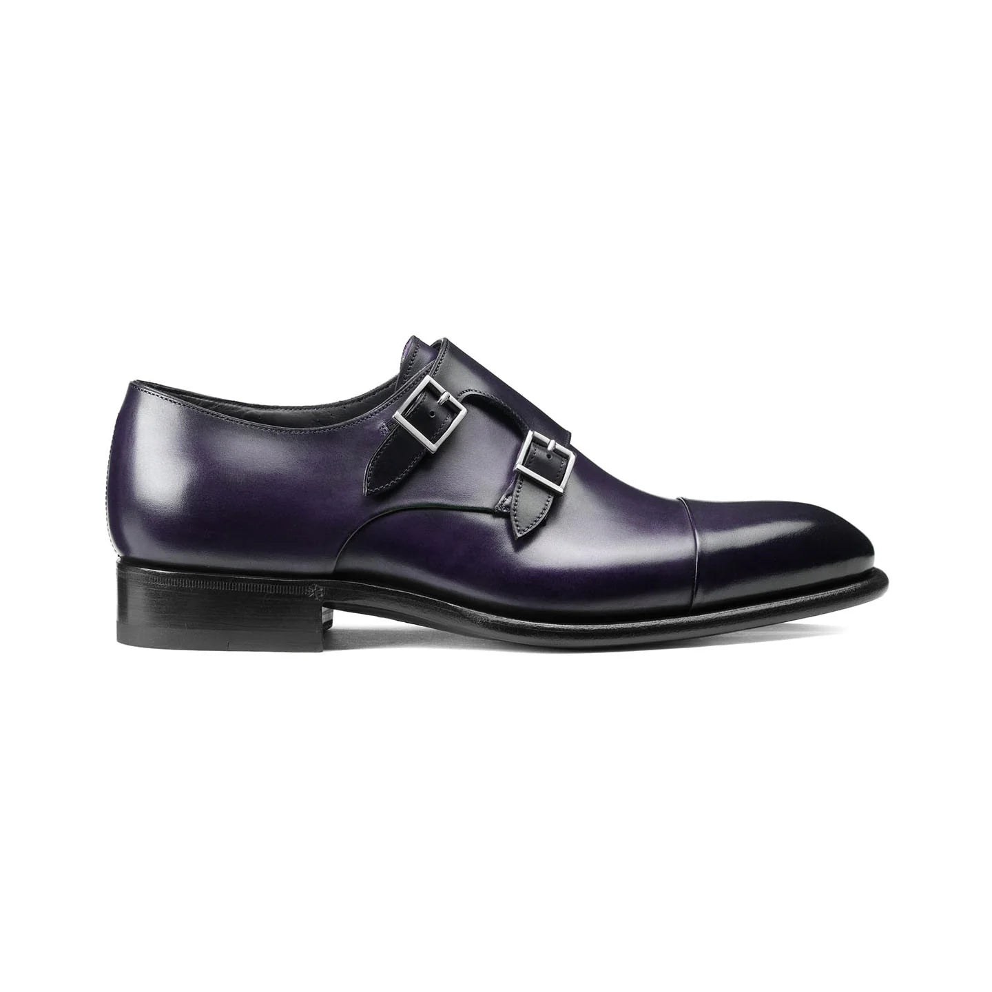 Purple Leather Castle Monk Strap Shoes – Side Profile