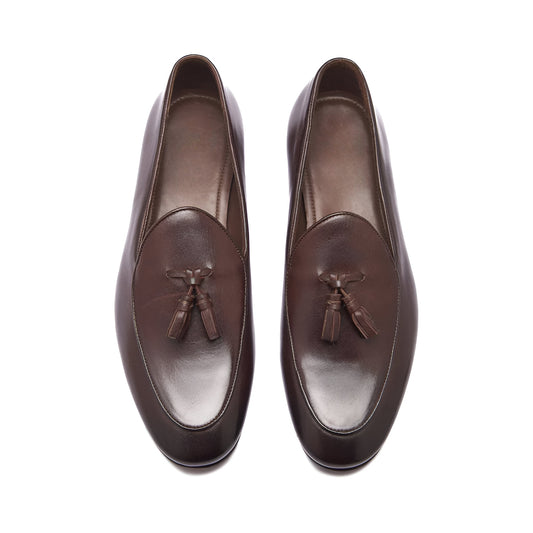 René brown tassel loafers for men – front view