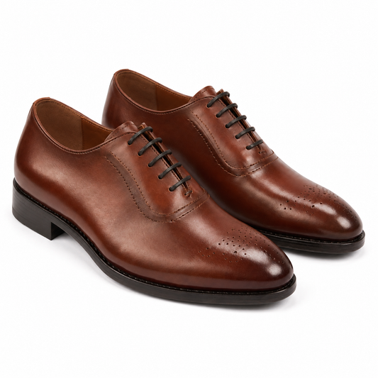 Tan Cap-Toe Oxford Shoes for Men