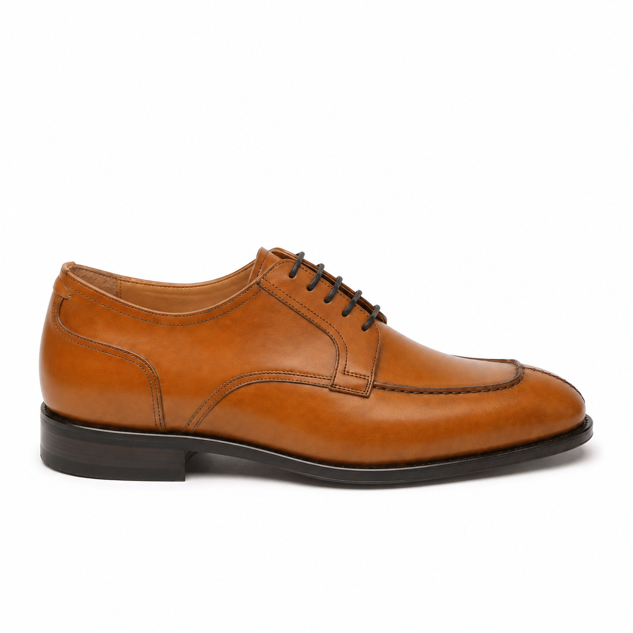 Brown leather Oxford shoe showing side profile and leather finish