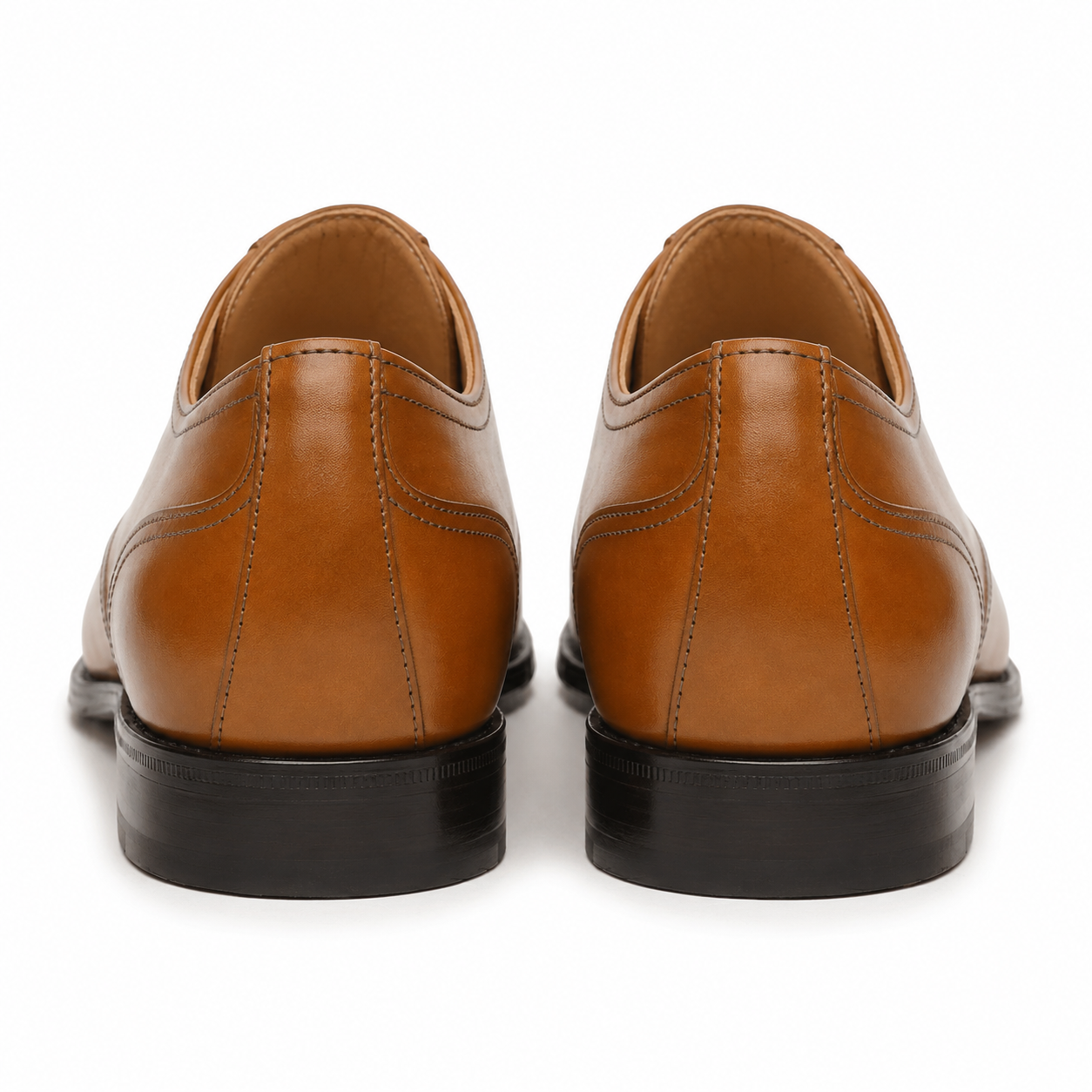 Brown leather Oxford shoes for men viewed from the back