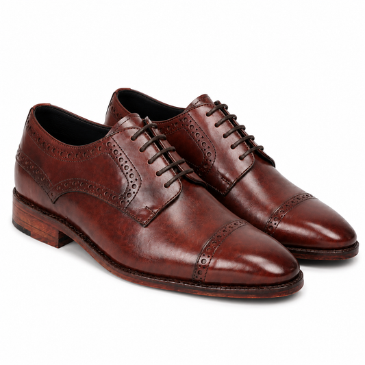 Wingtip Derby Cap-Toe Shoes – Antique Brown