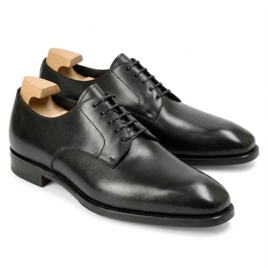 Black leather Oxford formal shoes for men with sleek polished finish