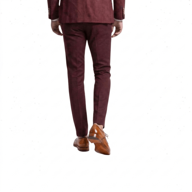 back view brown leather shoes with formal trousers men