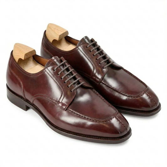 Burgundy leather Oxford formal shoes for men with glossy finish