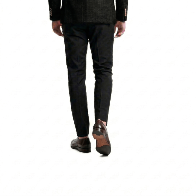 Back wear view of dark brown leather Oxford shoes with formal outfit