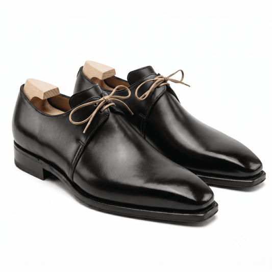 Black Handcrafted Leather Derby Shoes