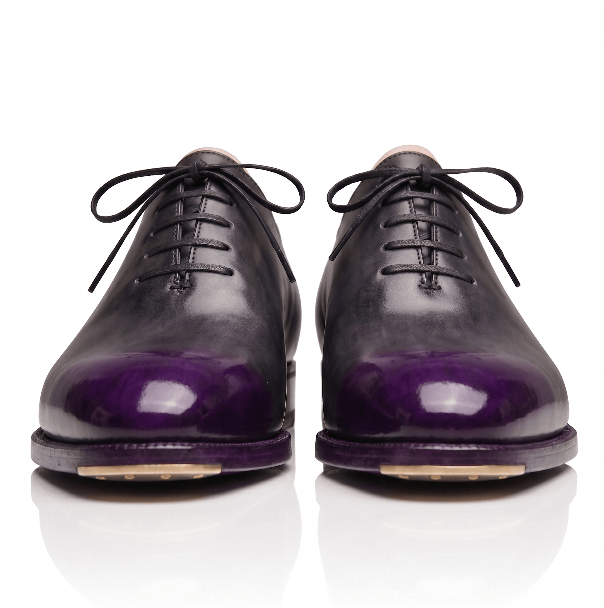 Front view of purple patina Oxford formal shoes for men
