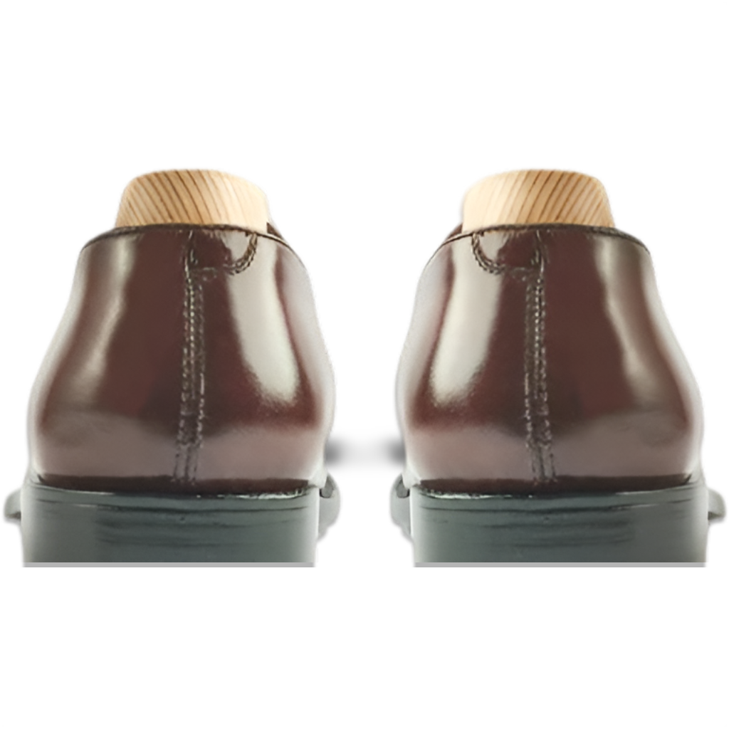 Side view of Belfast tan Oxford dress shoes showcasing clean classic silhouette