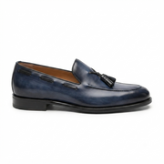 Navy Leather Tassel Loafers for Men