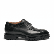 Green Croc Texture Derby Shoes for Men