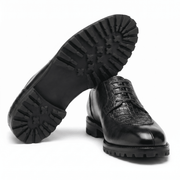 Green Croc Texture Derby Shoes for Men
