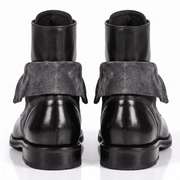Men’s Black Leather Lace-Up Boots with Zip Overlay