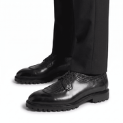Green Croc Texture Derby Shoes for Men