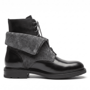 Men’s Black Leather Lace-Up Boots with Zip Overlay
