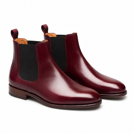 Burgundy Leather Chelsea Boots for Men