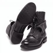 Men’s Black Leather Lace-Up Boots with Zip Overlay