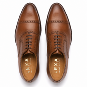Tan Quarter Brogue Oxford Shoes for Men