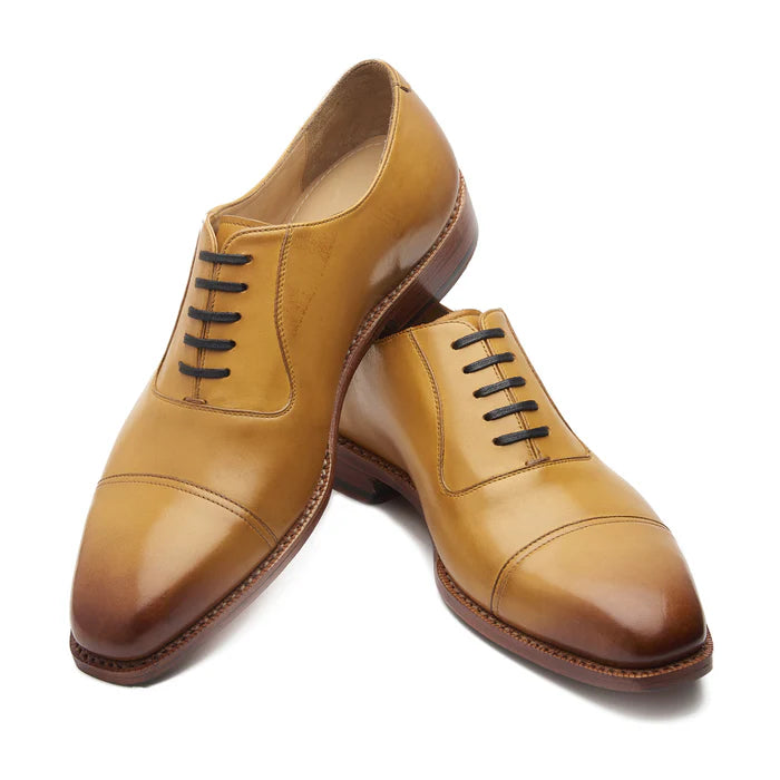 Premium mustard leather Oxford shoes – top view