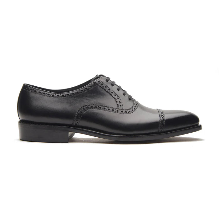 Bemer-Quarter Brogue Oxford - Black | Hand Welted