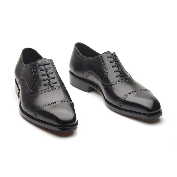 Bemer-Quarter Brogue Oxford - Black | Hand Welted