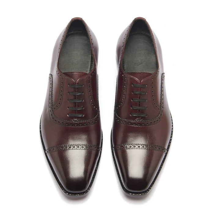 Bemer-Quarter Brogue Oxford - Burgundy | Hand Welted