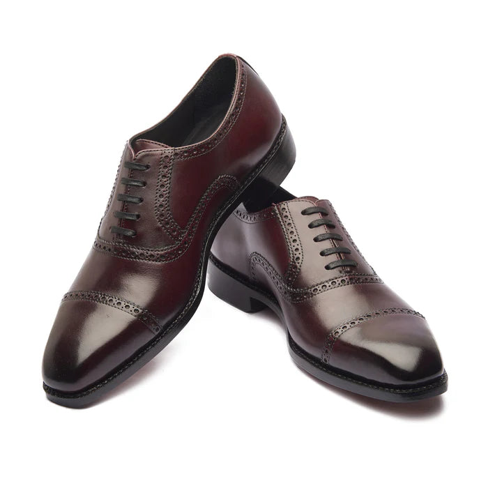 Bemer-Quarter Brogue Oxford - Burgundy | Hand Welted