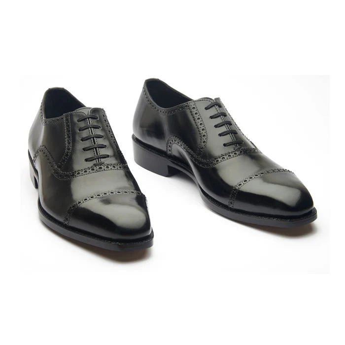 Bemer-X Quarter Brogue Oxford - Black Box Calf | Hand Welted Classics