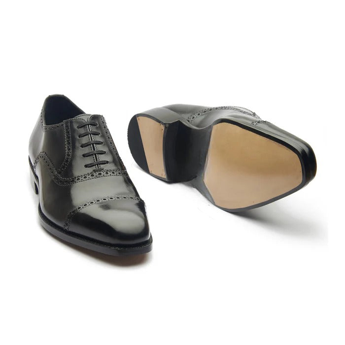 Bemer-X Quarter Brogue Oxford - Black Box Calf | Hand Welted Classics