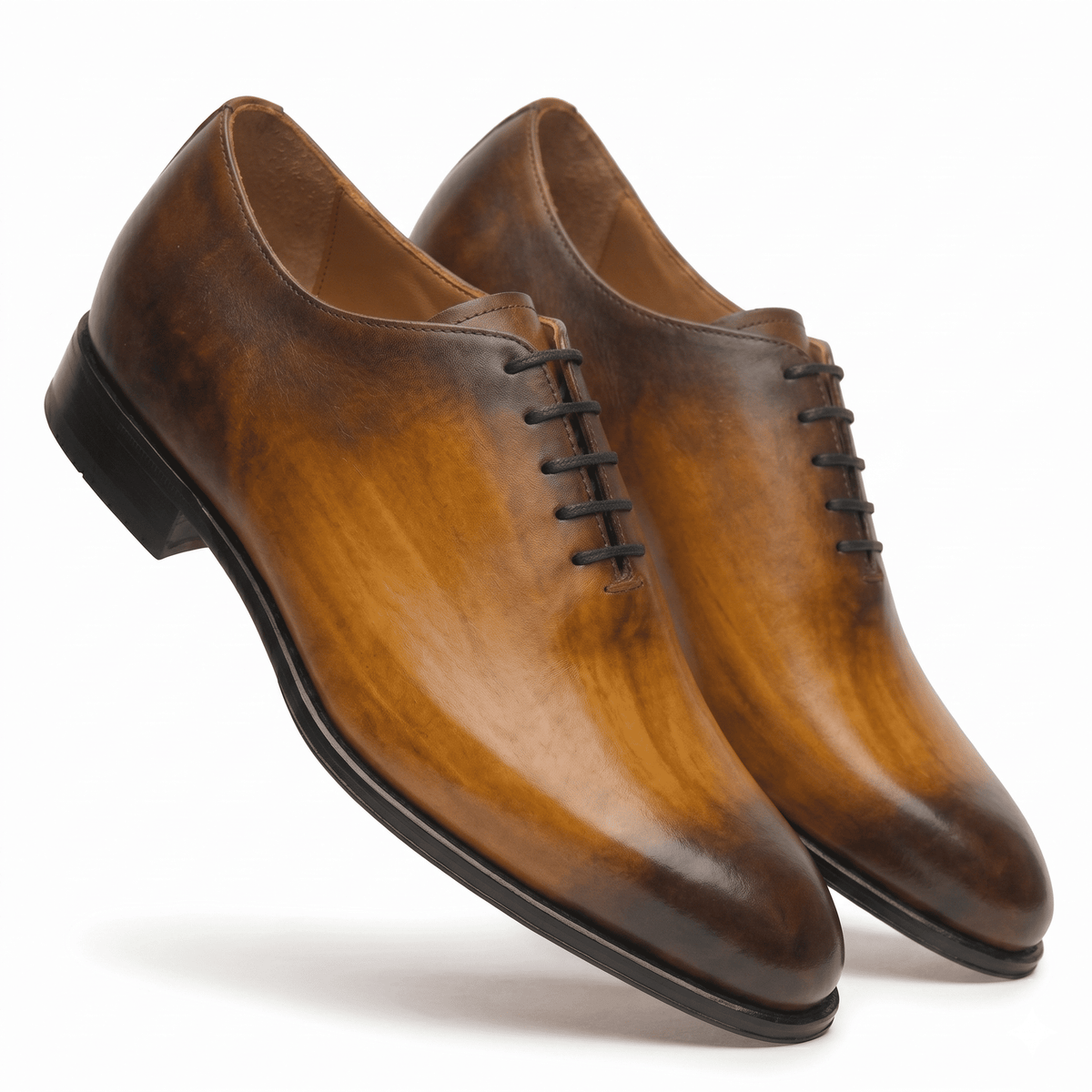 Brown leather lace-up dress shoe side profile