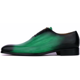 green patina leather oxford dress shoes for men