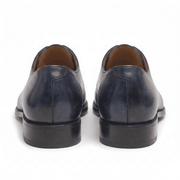 Navy blue leather formal shoes for men, rear view