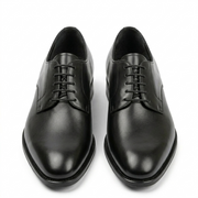 Front view of black leather Oxford shoes for men