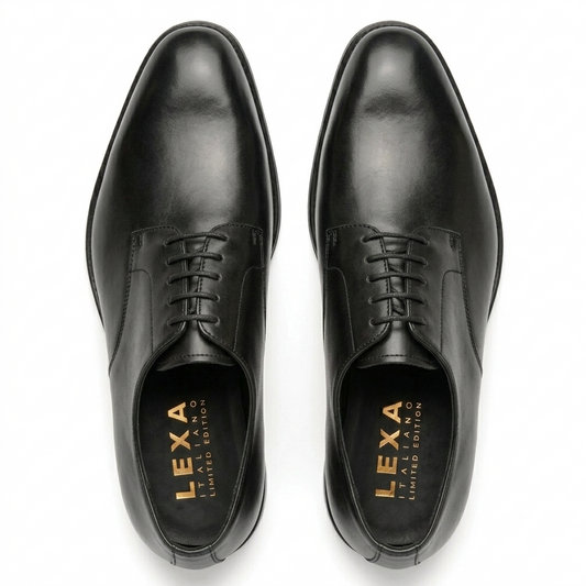 Black Boxcalf Derby Shoes for Men