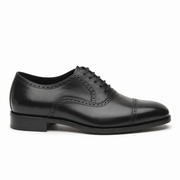 Black Brogue Cap-Toe Oxford for Men