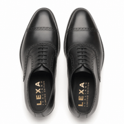 Black Brogue Cap-Toe Oxford for Men