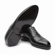 Black Brogue Cap-Toe Oxford for Men